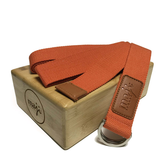 Bamboo Yoga Block & Strap Combo - orange - Maji Sports