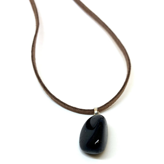 Black Tourmaline Tumbled Pendant NecklaceJewelryMind. Body. Soul.