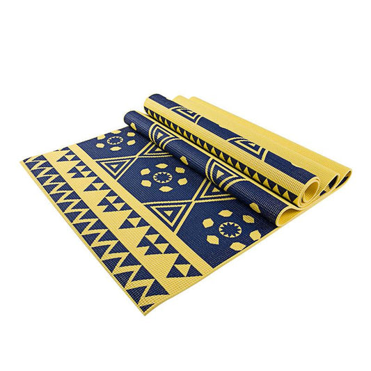 Eco-Friendly Printed PVC Premium Yoga Mat - Yellow & Blue Print