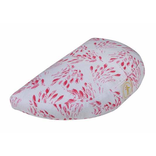 Meditation Cushion - Om Zafu 100% Cotton Yoga Meditation Pillow - Cushion for the Floor - White Danty Leaves